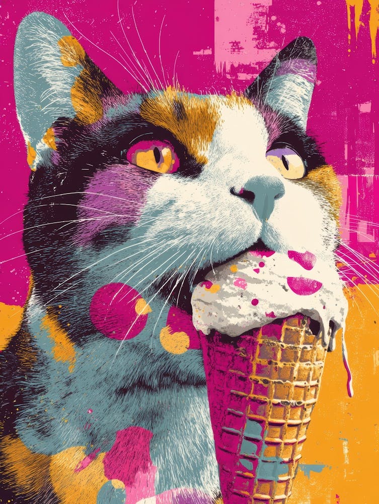 Cat Eating Ice Cream