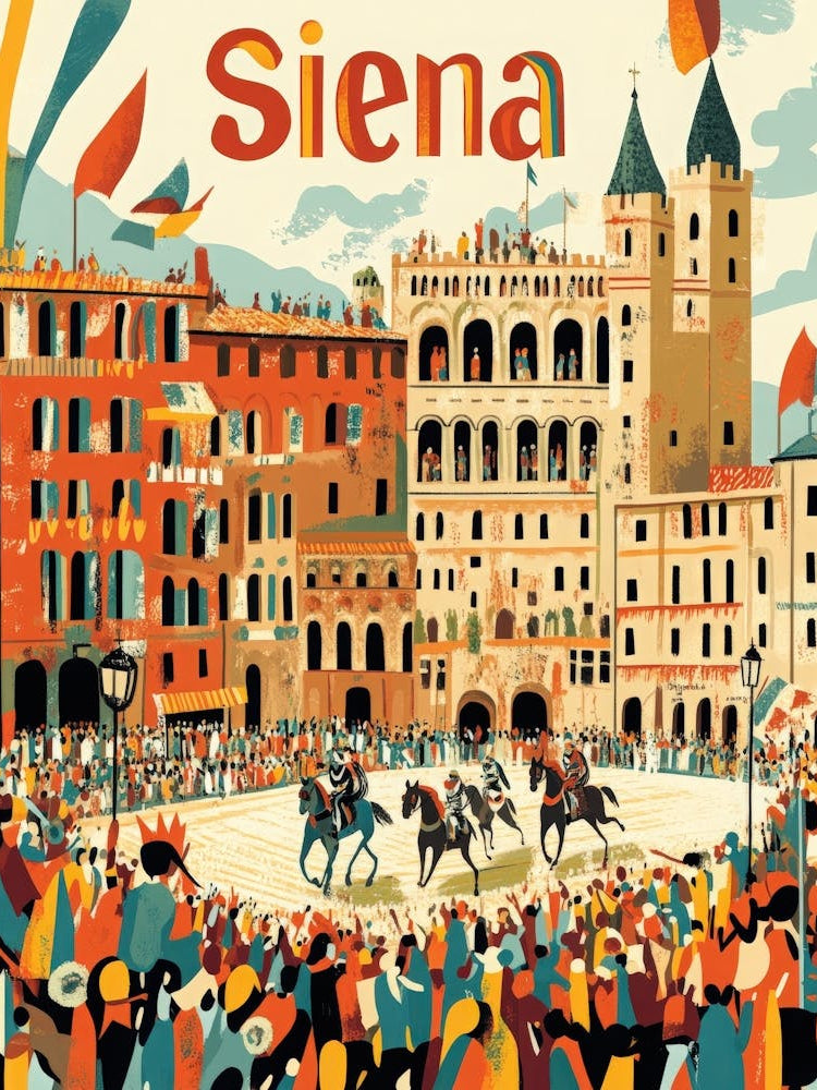 Aihrgdesign A 1970s Inspired Travel Poster For Siena Depictin 12f956f0 A9b5 4397 8c90 Ea1497db9534 0
