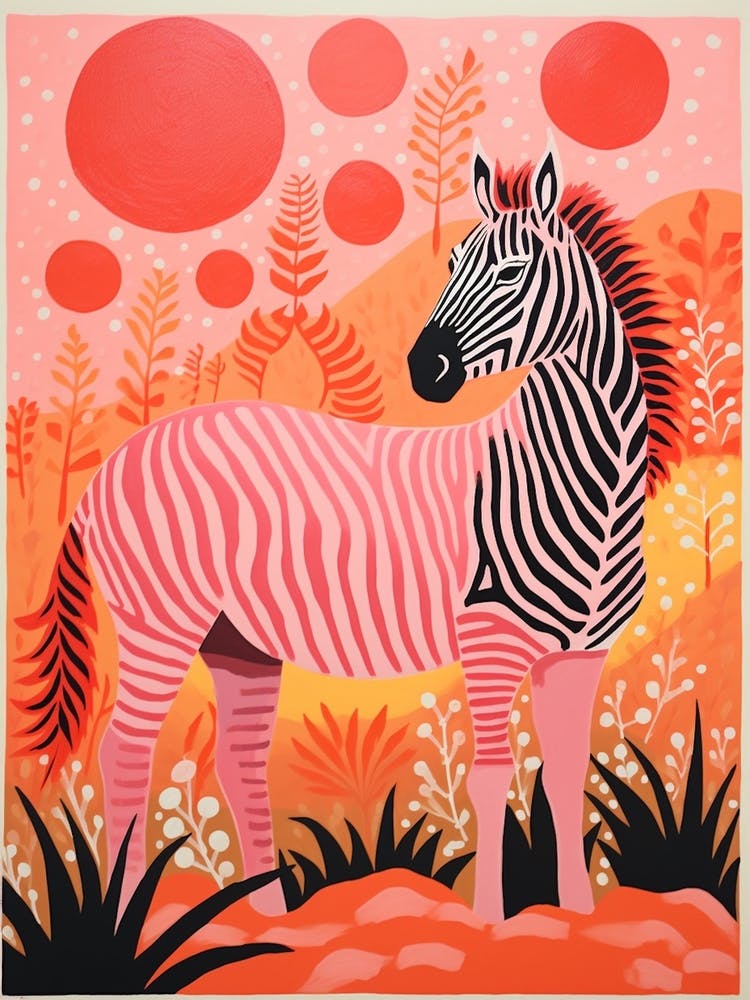 Zebra In The Wild At Sunset Coral 2