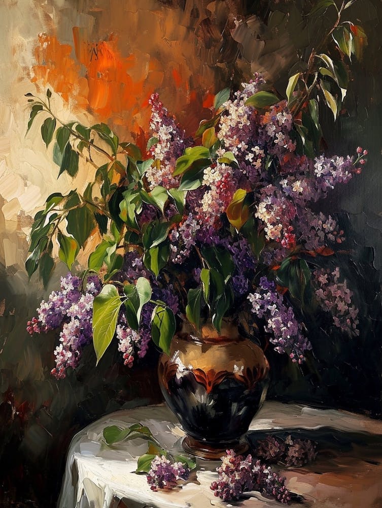 Nature Morte Florale Baroque Lilas 1