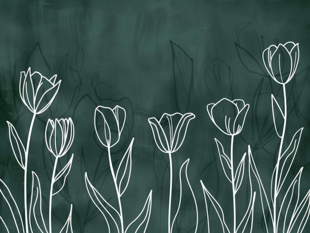 Tulips On A Chalkboard