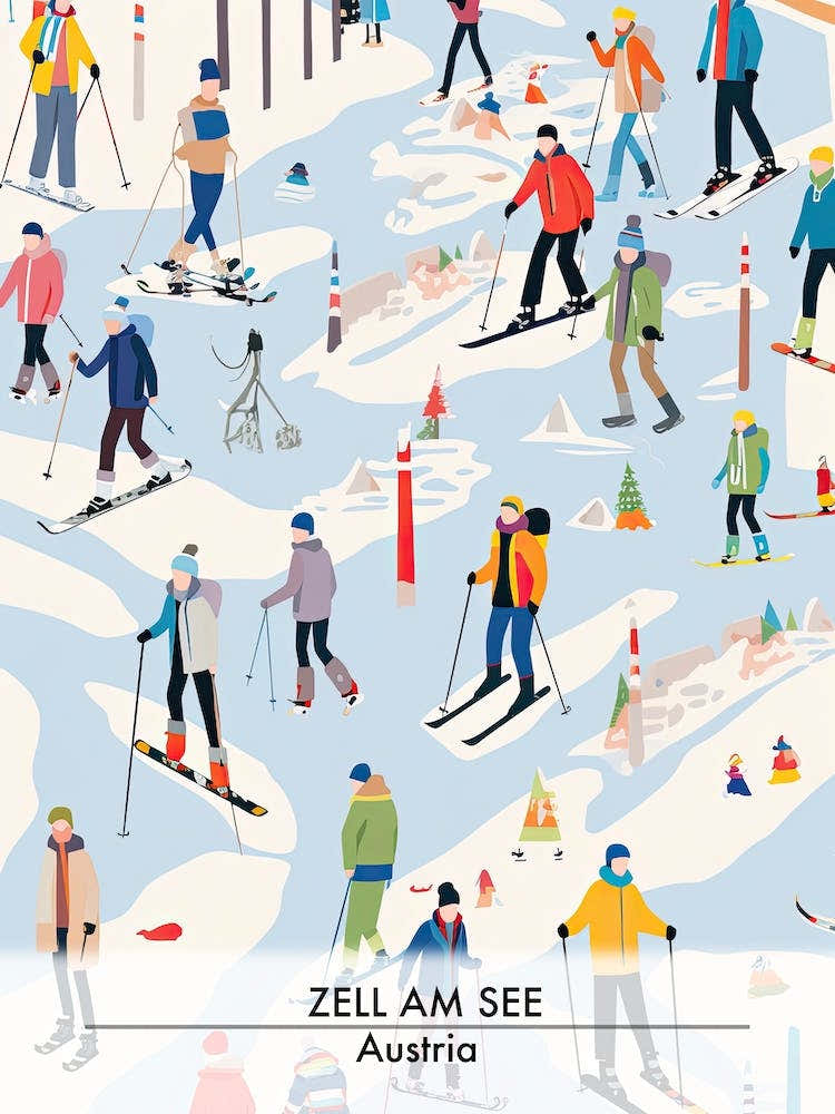 Zell Am See   Kaprun   Austria, Ski Resort Poster Illustration 0