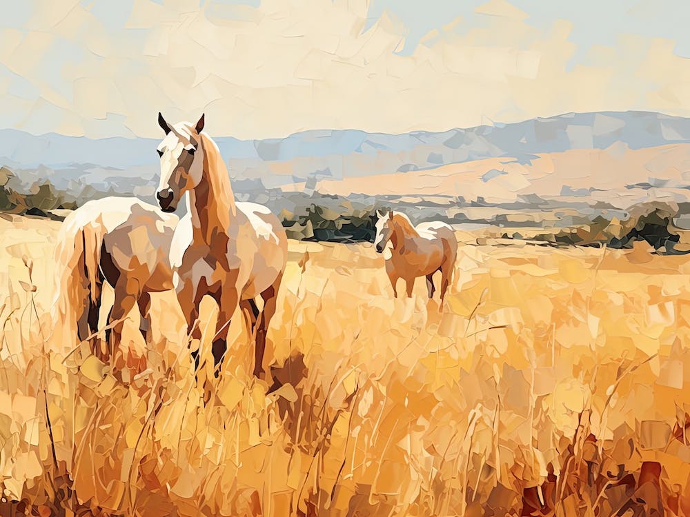 Horses Painting In Tuscany, Italy, Landscape 3