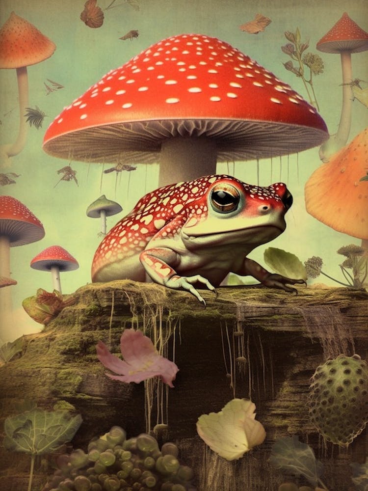 Pilz und Frosch