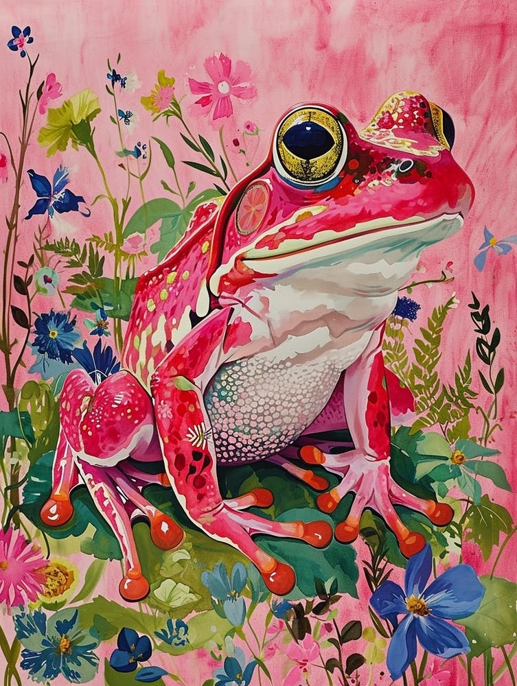Floral Animal Painting Frog 3