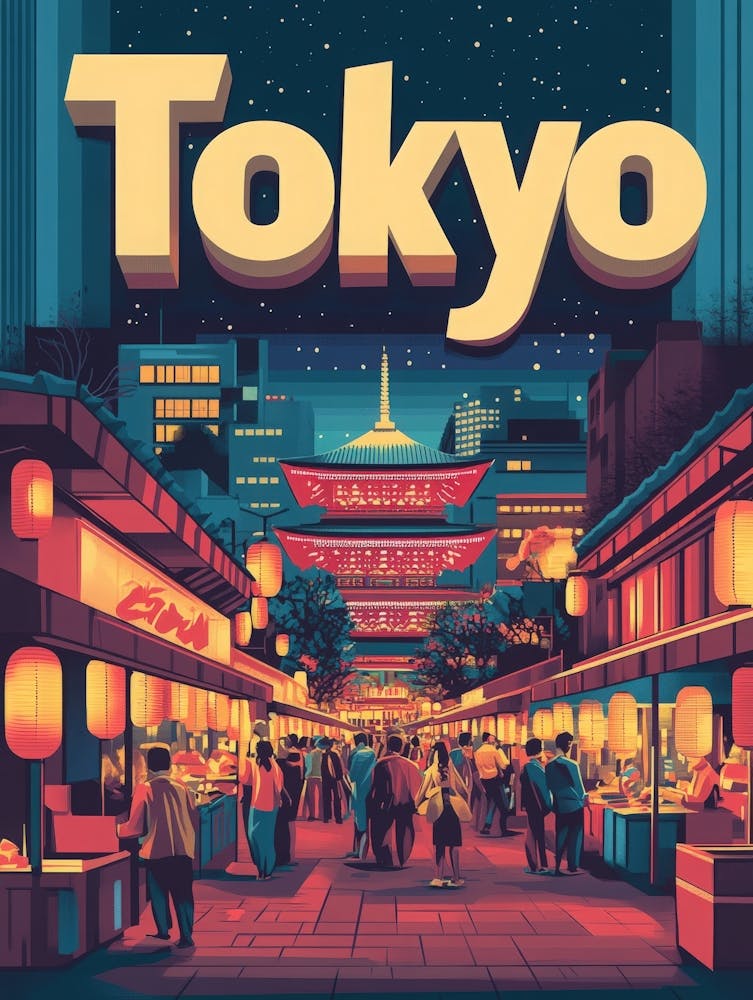 Aihrgdesign Une Affiche de Voyage Inspirée des Années 70 Pour Tokyo