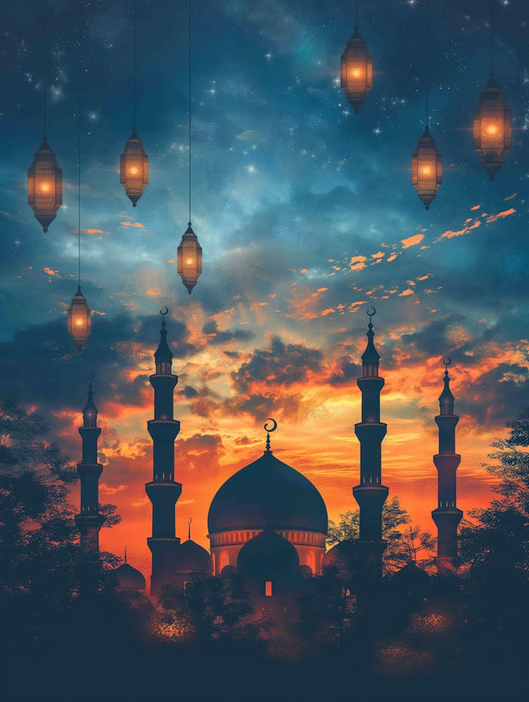 Mosquée Islamique au Coucher du Soleil
