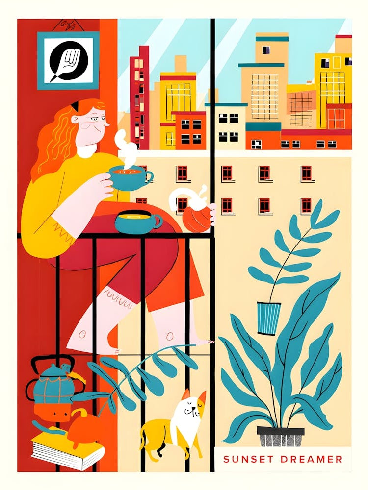 Woman Sitting On A Balcony