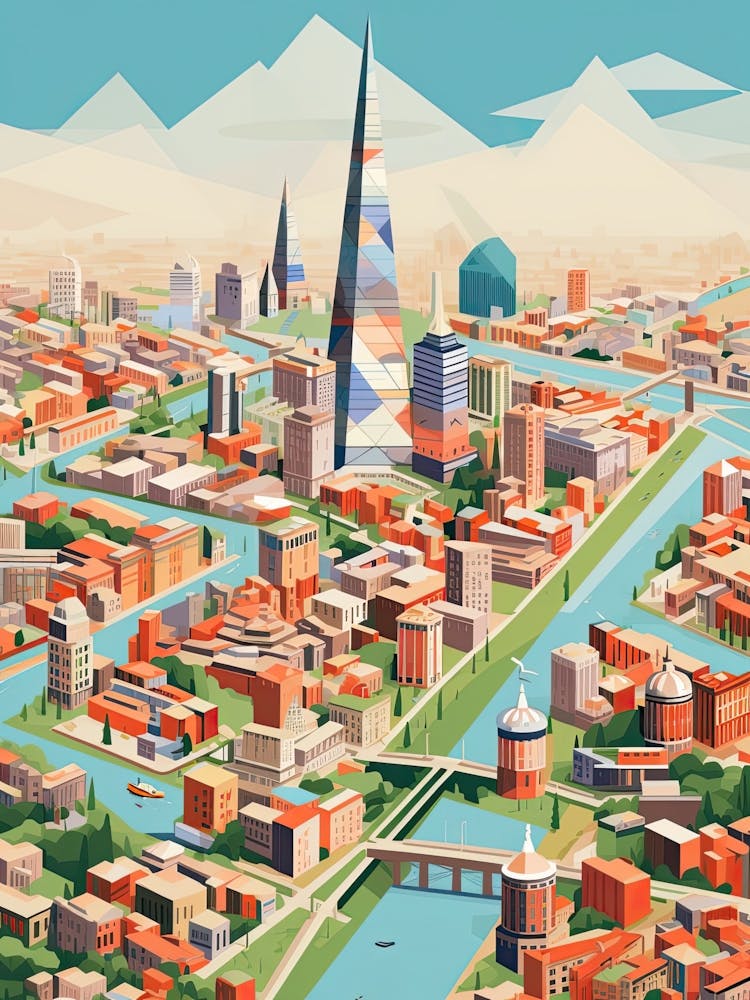 Milan, Italy, Geometric Illustration 4