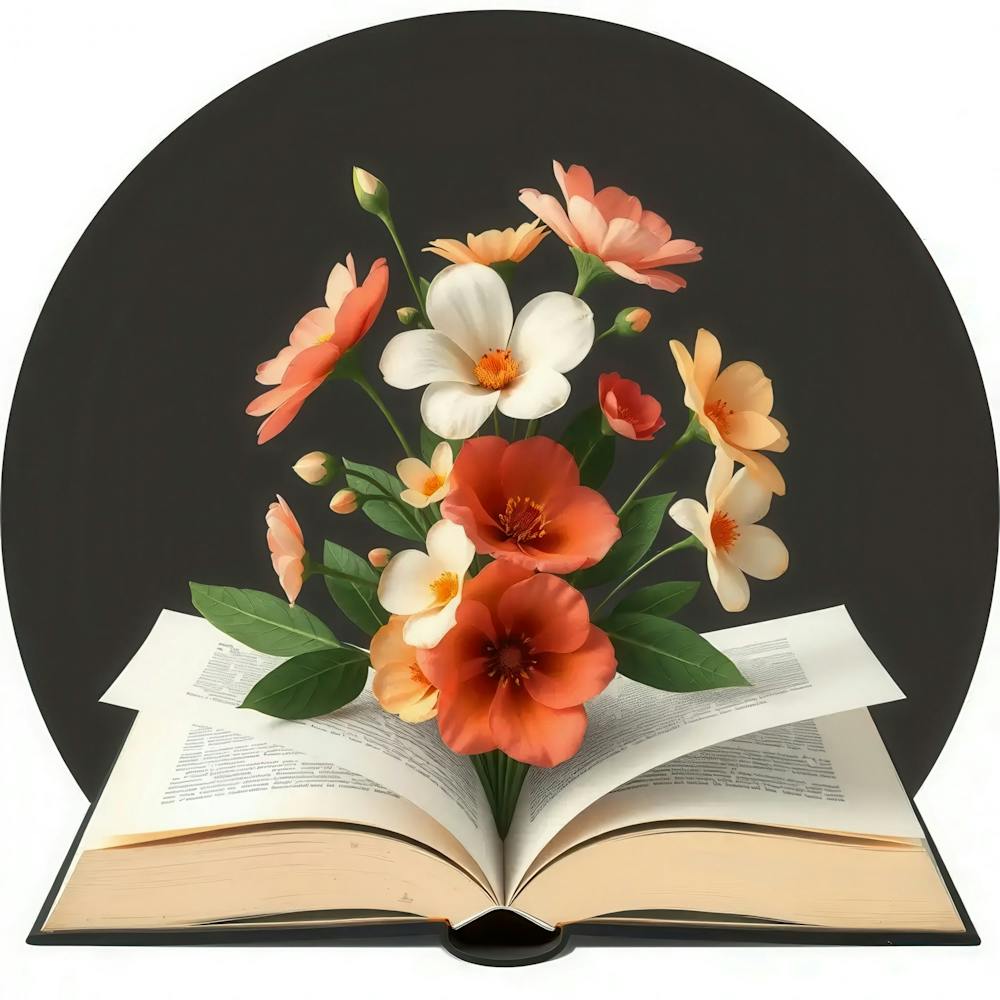 Open Book With Flowers 4