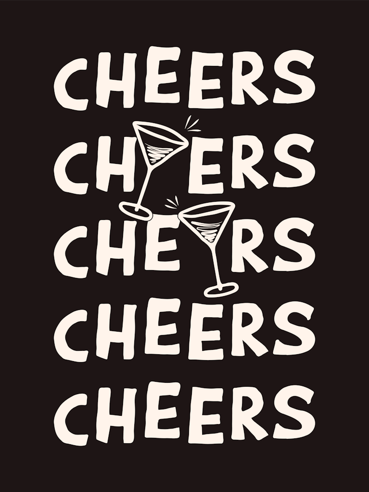 Cheers Cocktail Drinks in Black & White