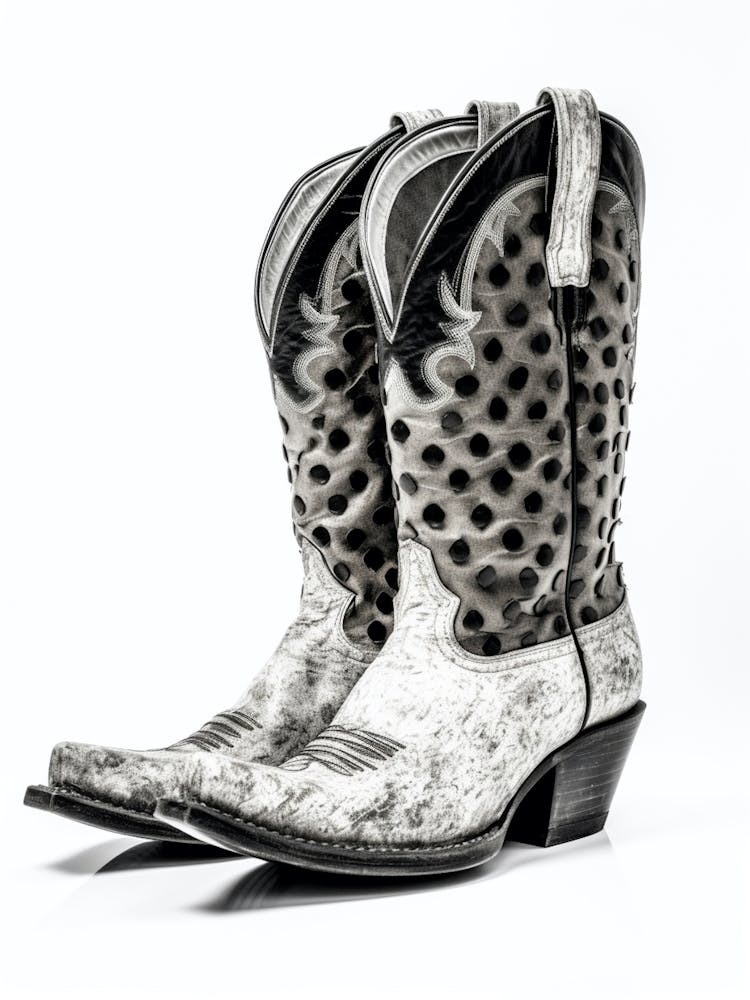 Black And White Cowgirl Boots Illustration 1