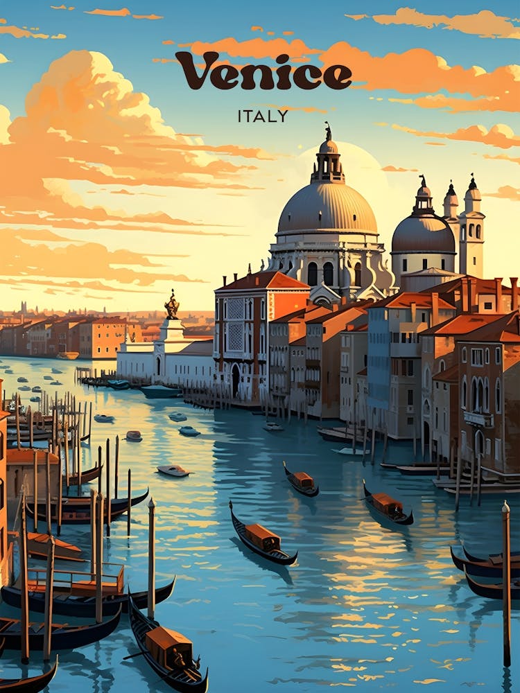 Venice Italy Sunset Travel Art