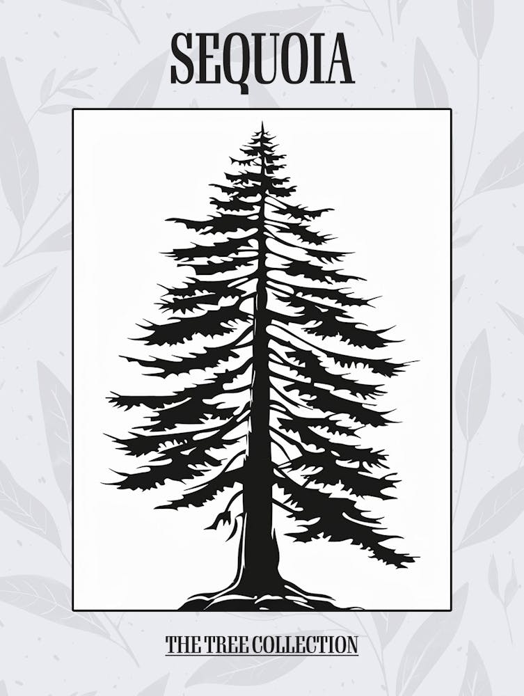 Sequoia Tree Simple Geometric Nature Stencil 1 Poster