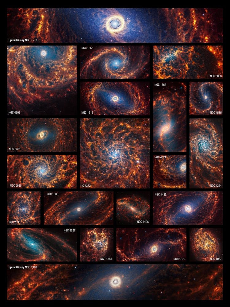 JWST 19+2 Spiral Galaxies (James Webb/JWST)