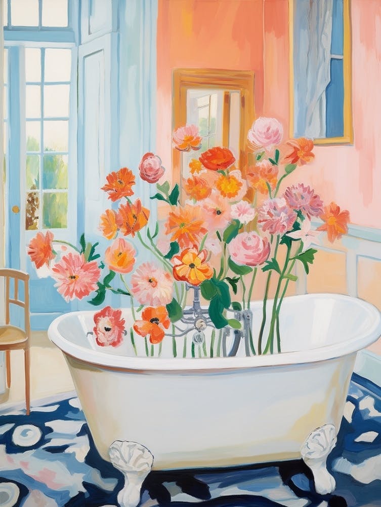 A Bathtube Full Of Cosmos In A Bathroom 4