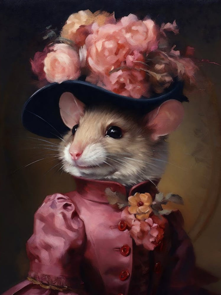 Victorian Animal Portrait, Dressed Animal Print, Royal Lady Mouse Print, Altered Art Poster, Renaissance Animal Printable, Animal Lover Gift