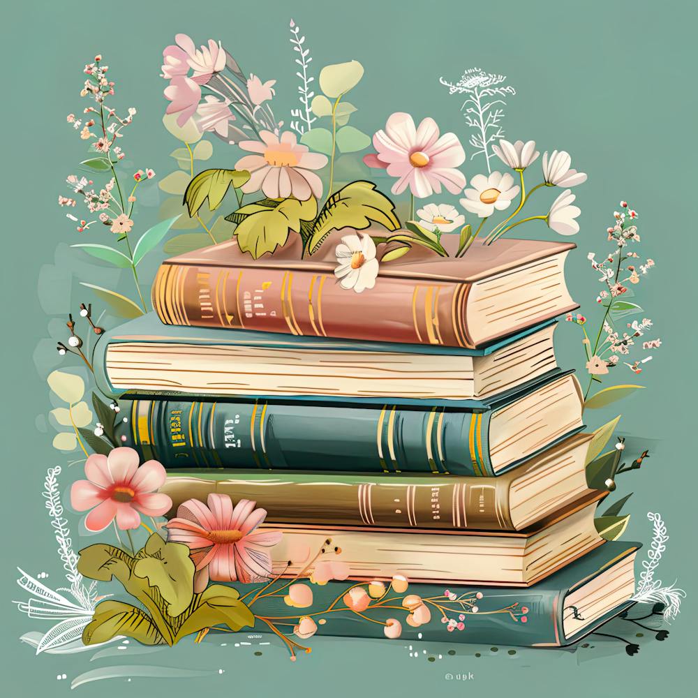 Wildflower Antique Books And Flowers 5