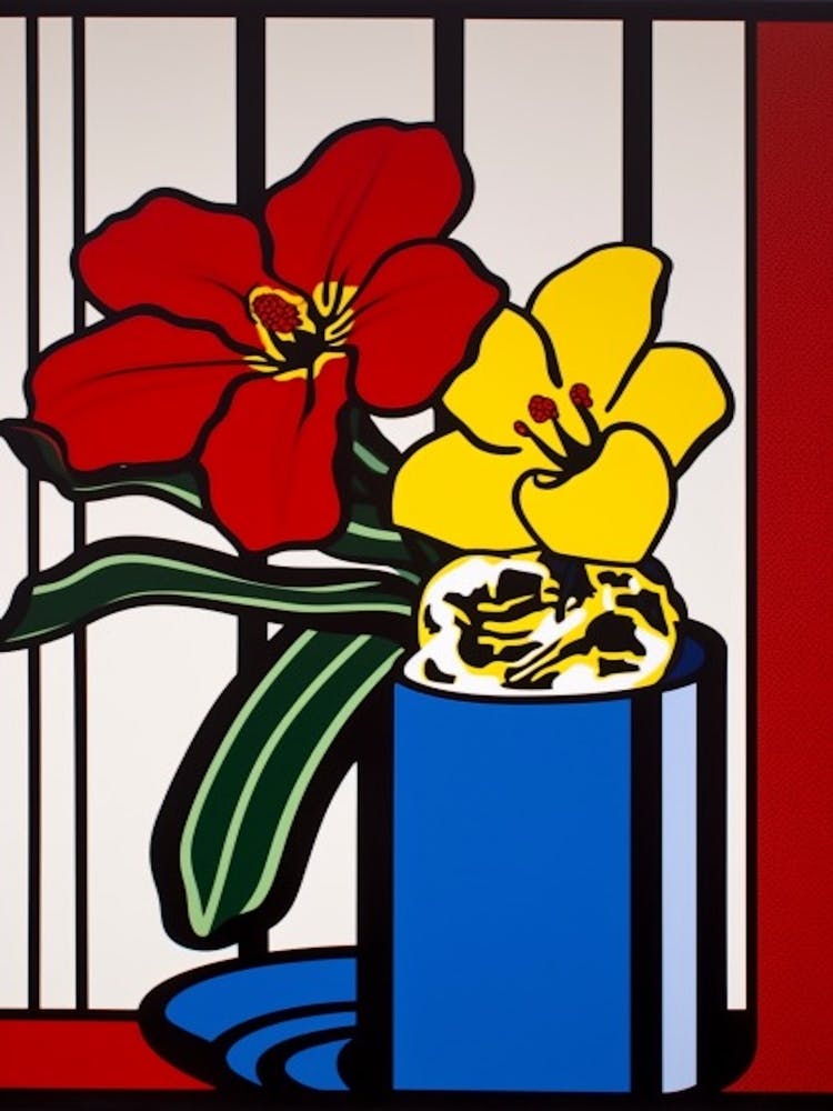 Amaryllis Still Life Pop Art Style