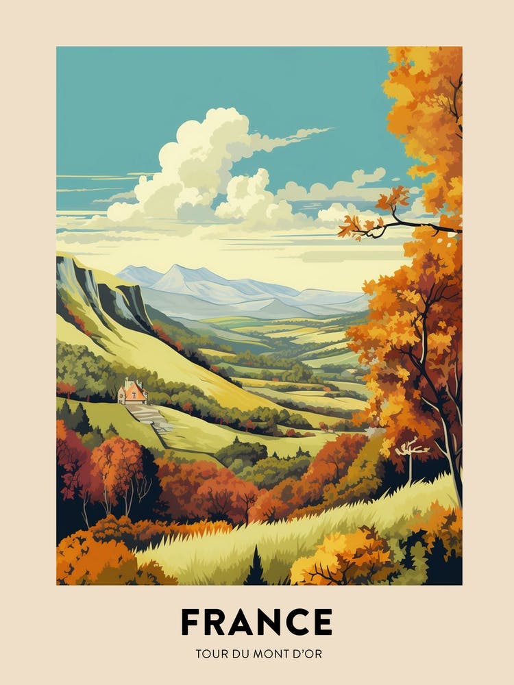 Tour Du Mont Dor France 3 Vintage Hiking Travel Poster