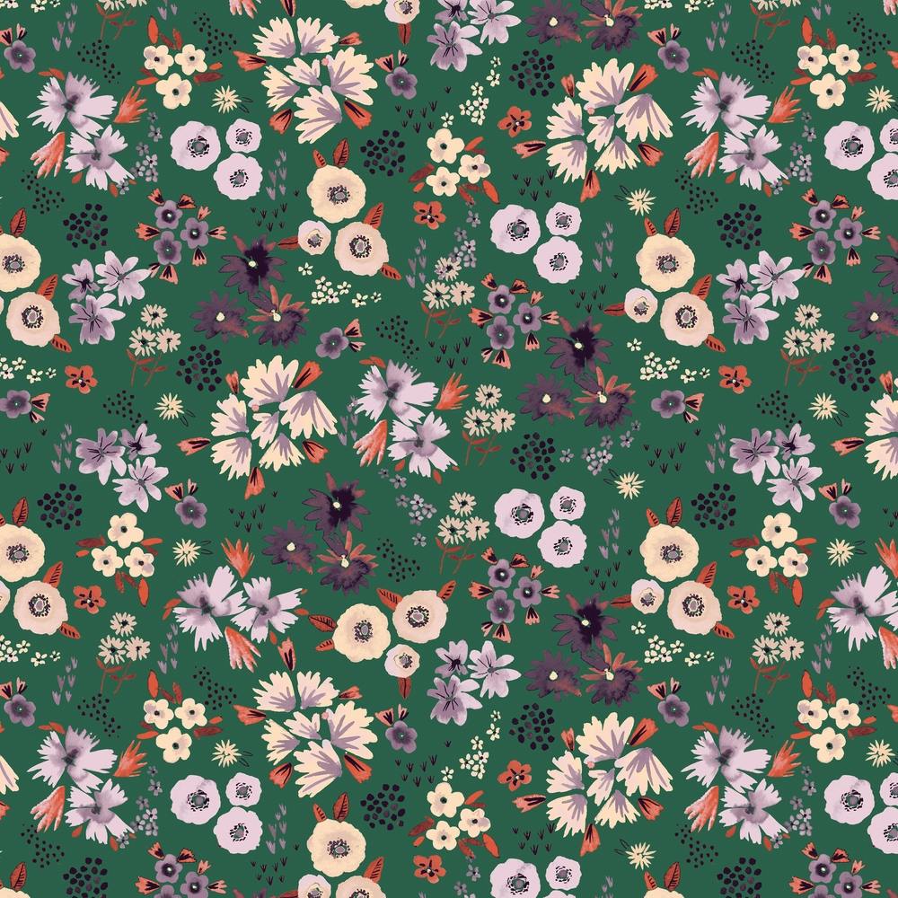 Little Flowers Orange Green Square