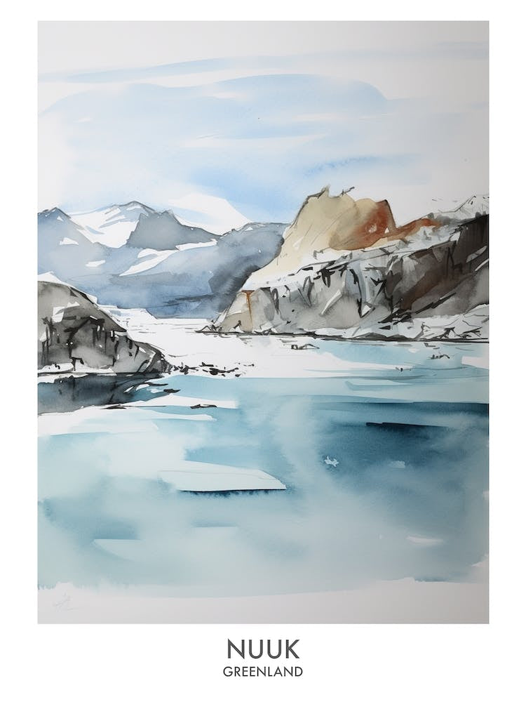 Nuuk 2 Watercolour Travel Poster