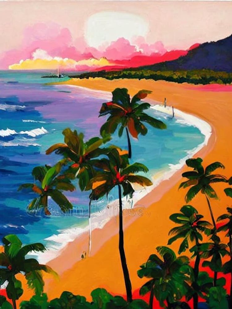 Rodney Bay Beach, St Lucia Hockney Style