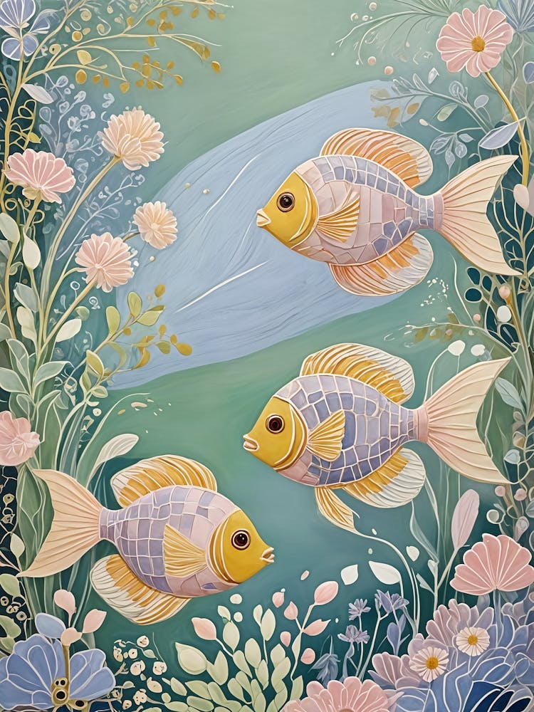 Three Pastel Fish