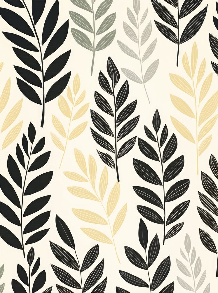 Black And White Leaf Pattern