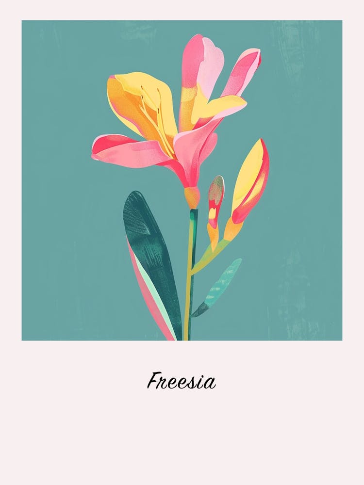 Freesia 1 Square Flower Illustration Poster