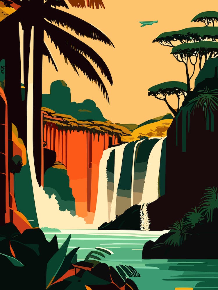 Iguazú Falls National Park Brazil Retro