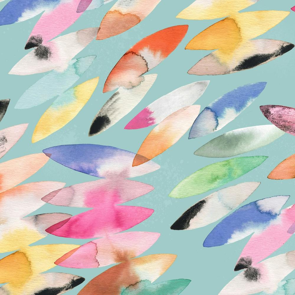 Surf Abstract Colorful Teal Square