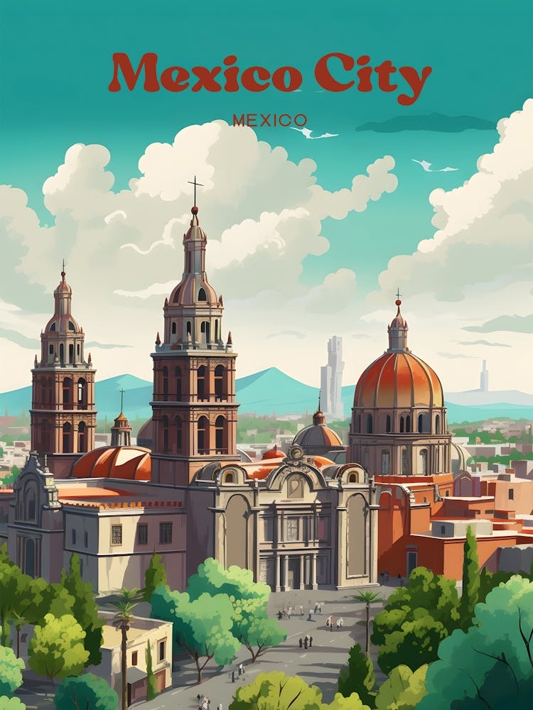 Mexico City Mexico Summer Travel Art