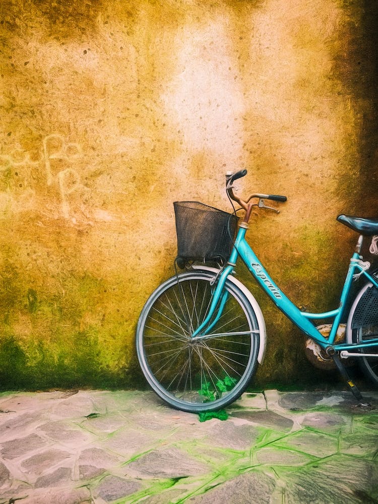 Light Blue Bicycle & Basket