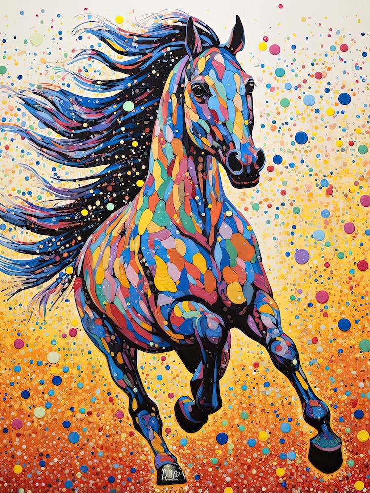 A Horse Painting In The Style Of Pointillism 4
