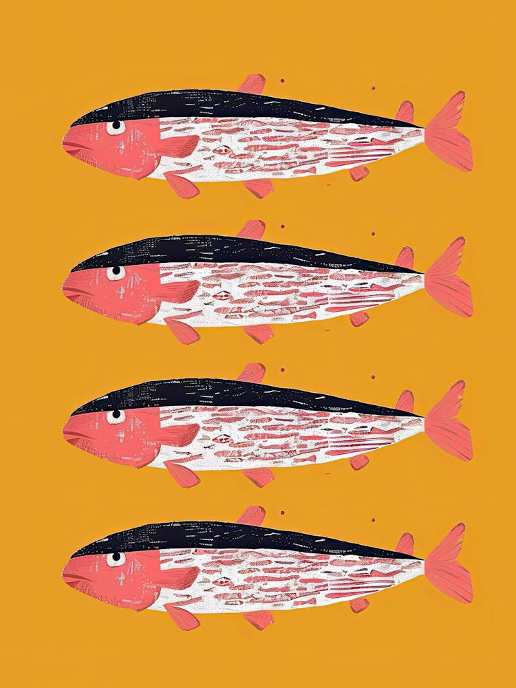 Salmon Run Fish Poster
