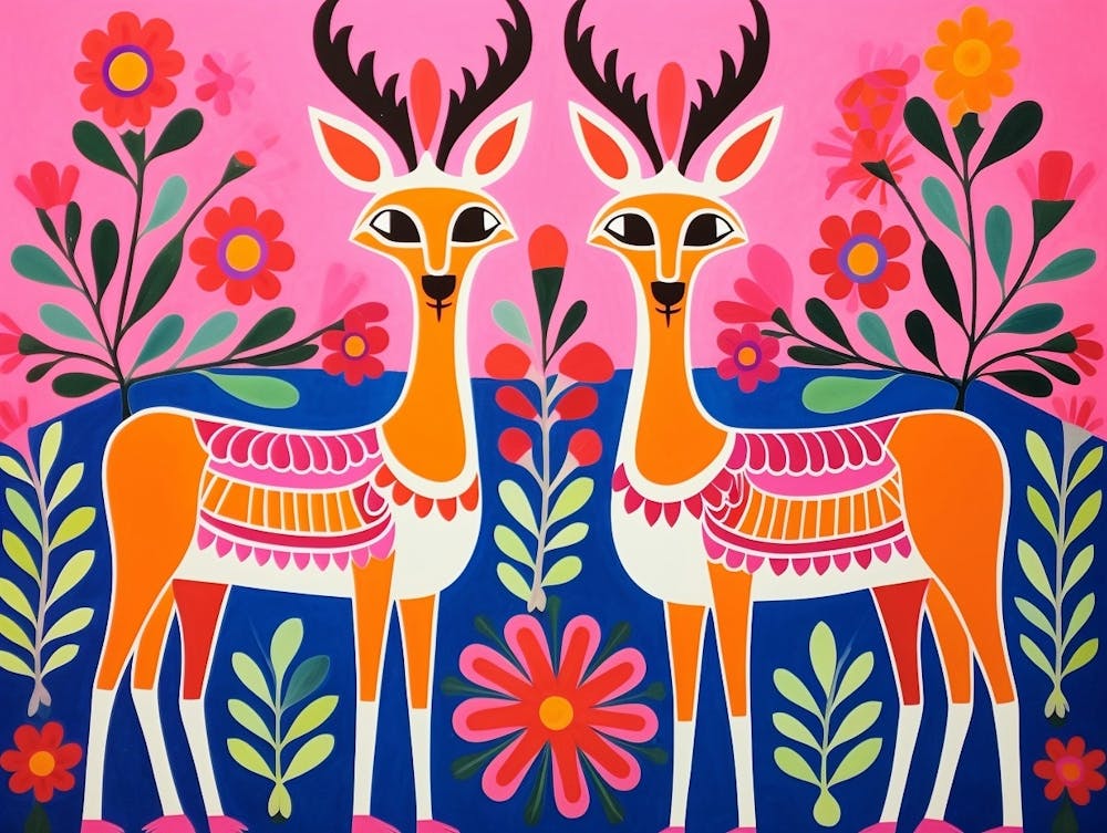 Gazelle 3 Folk Style Animal Illustration
