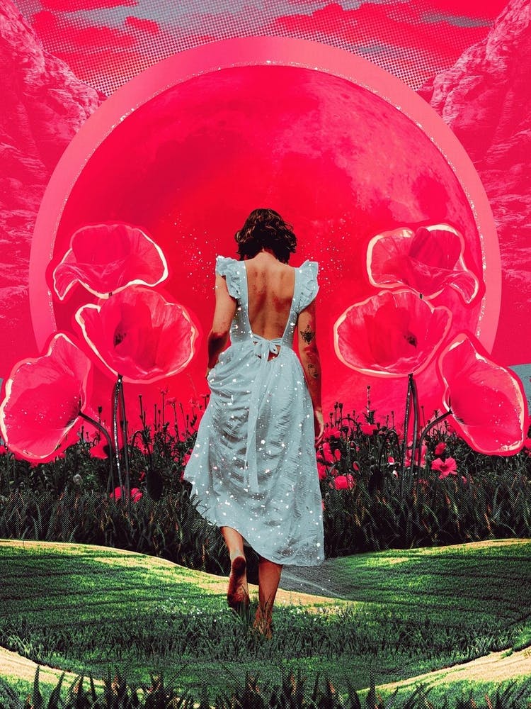 Collage Pink Poppy Moon