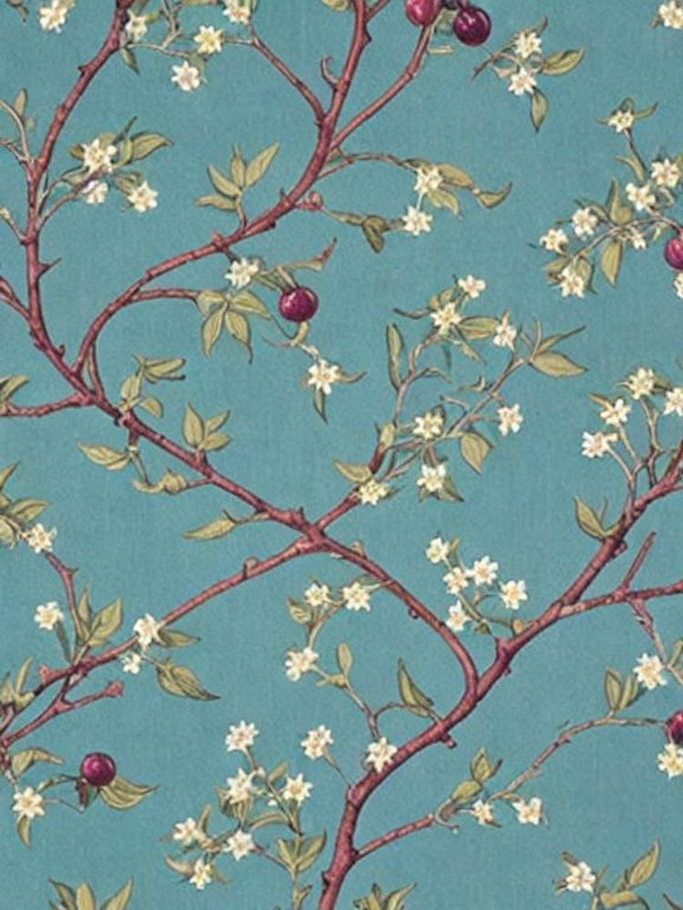 Plum Blossom Vintage Botanical Fruit