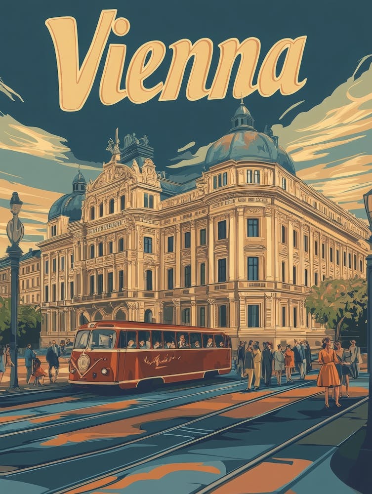 Aihrgdesign A Retro Travel Poster For Vienna 1