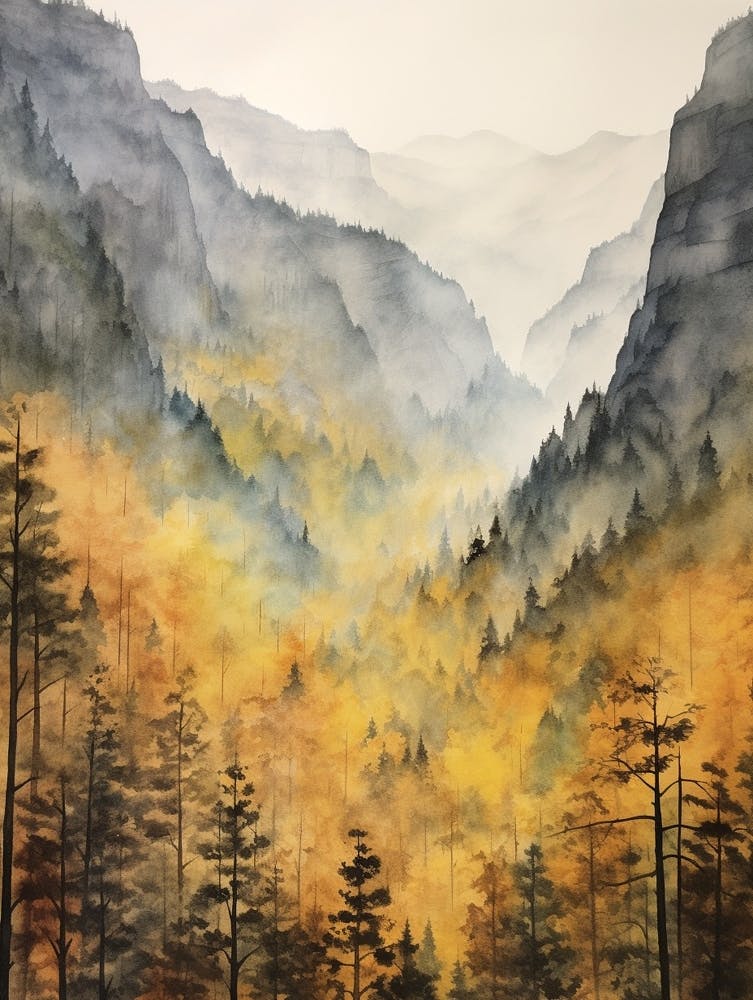 Autumn Forest Landscape Yosemite National Park