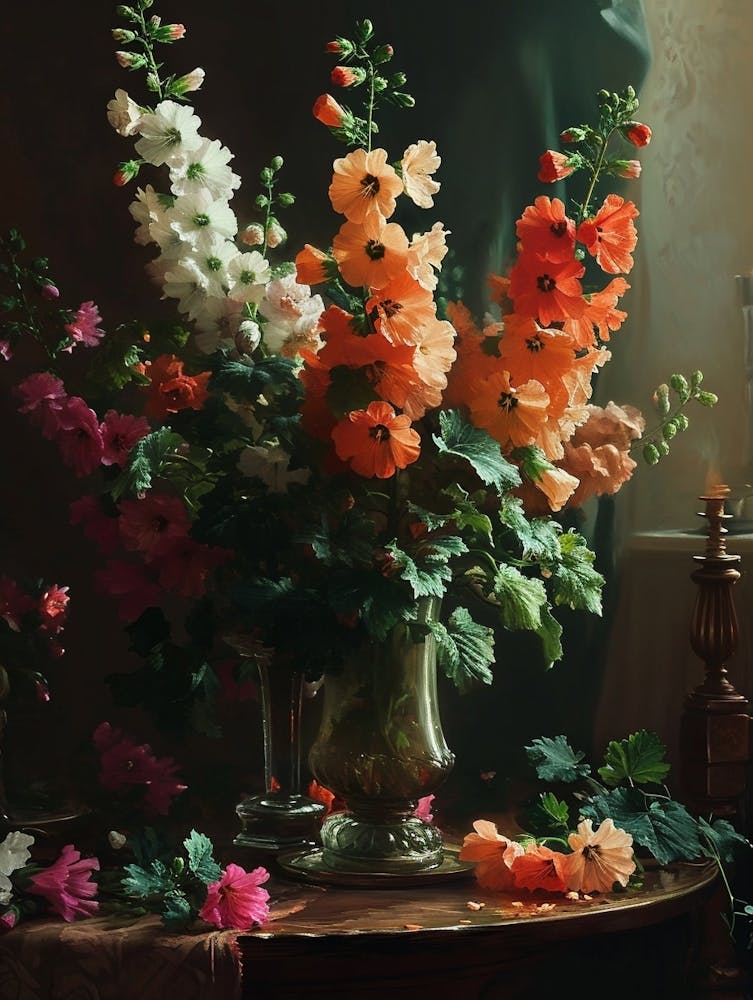 Baroque Floral Still Life Hollyhock 2