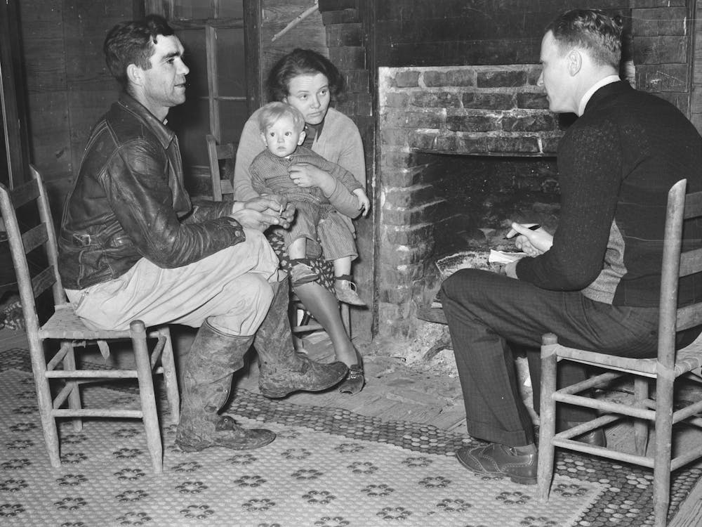 Tenant Farmer Being Interviewed By Fsa (Farm Security Administration) Family Section Agent, Near Pace, Mississippi