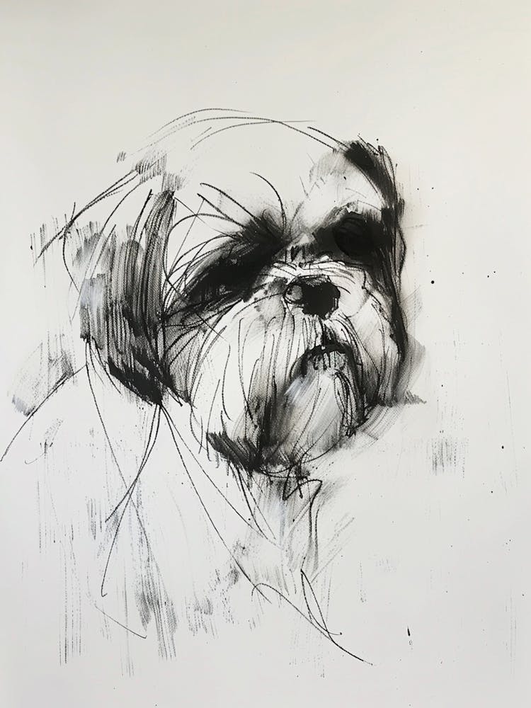 Shih Tzu Charcoal Line 2