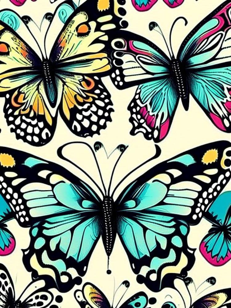 Butterfly Repeat Pattern Graffiti Illustration 1