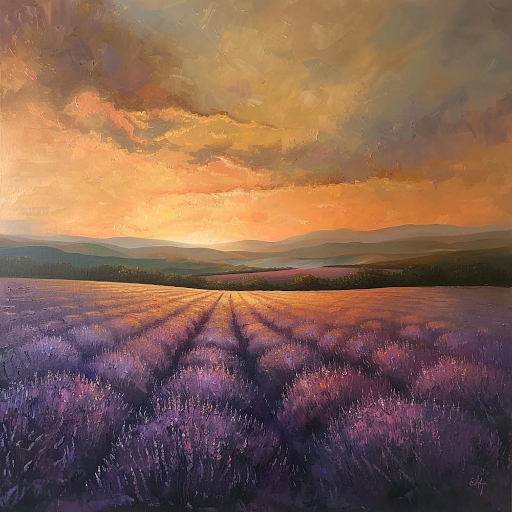 Sunset Over Lavender Fields 2