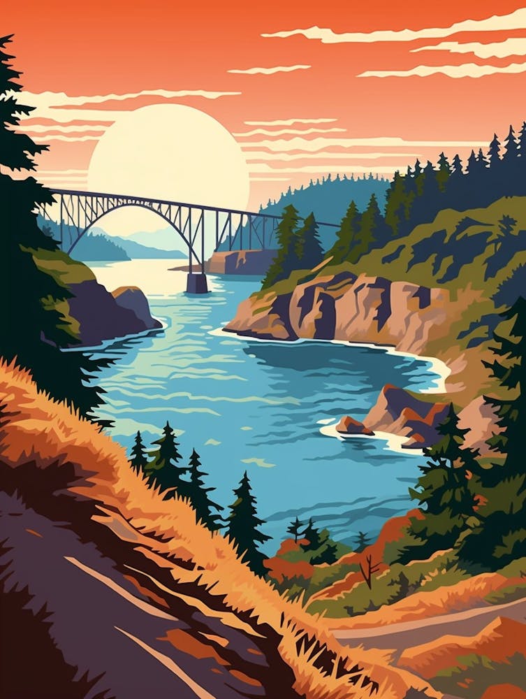 Deception Pass State Park Retro Pop Art 1