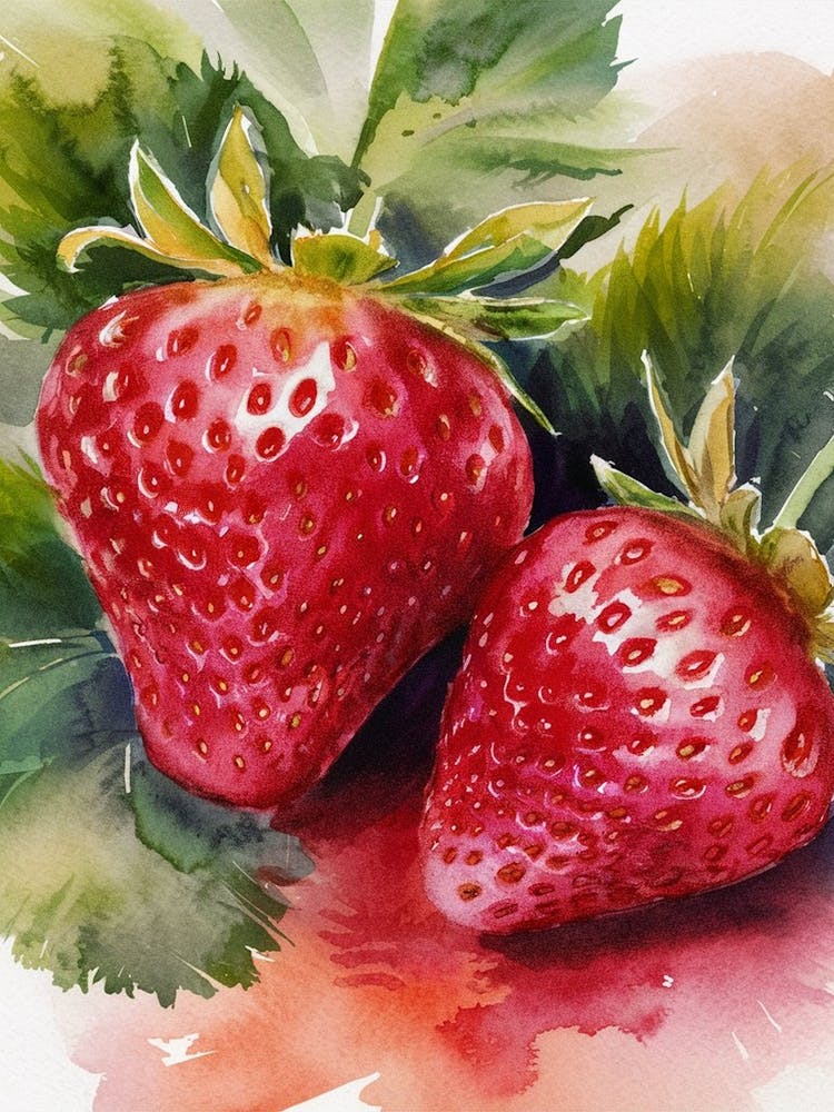 Strawberry Watercolor Painting