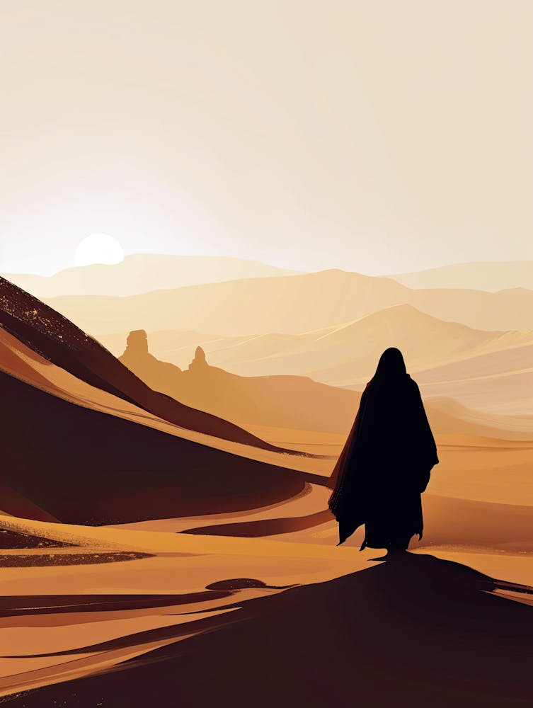 Silhouette Of A Arabian Man In The Desert