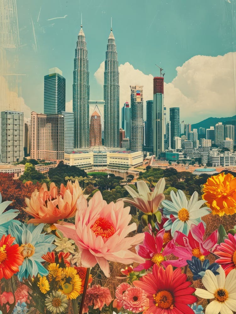 Kuala Lumpur   Floral Retro Collage Style 3